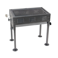 Barbecue au charbon de bois professionnel JSJM, robuste, hauteur réglable, en acier inoxydable avec revêtement en poudre, grille à viande, portable pour le camping
