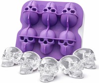 Moule à glaçons en silicone personnalisé en forme de crâne, OEM, moule à glace 3D original pour whisky et cocktails, vente en gros, marque privée, sans BPA, directement de l'usine