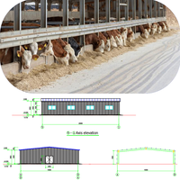Estructura de acero Prefab Farm Building Vaca Granero Ovejas/ganado/lechería/cabra Casa Aves de Corral Cobertizos Piggery Construcción