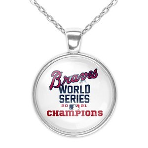 Kustomisasi grosir kalung liontin Braves seri dunia juara 2021 kipas perhiasan perak kalung baja tahan karat - Product Image 6