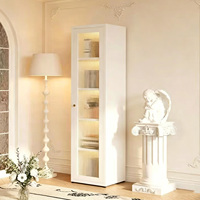 Armoire de présentation moderne en acier à portes battantes étroites et hautes, avec étagères réglables, pour salon, bar à domicile, usage hospitalier, OEM/ODM