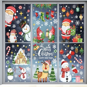 Ensemble de décorations de Noël : Adhésifs pour fenêtre motif traîneau du Père Noël, rennes et flocons de neige pour la maison, la cuisine, les portes vitrées – Décorations d'hiver pour les fêtes. - Product Image 2