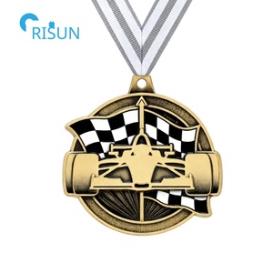 Drapeaux à damier <span class=keywords><strong>F1</strong></span> Automobile Race Car Motor Racing Vehicle Car Karting Racer Award Médaillon Médaillon Médailles de voiture de course personnalisées - Product Image 3