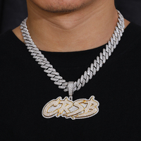 Pass Diamond Tester Moissanite Iced Out Lettre Pendentif 925 Sterling Silver Rappeur Cadeau Hip Hop Bijoux Nom Personnalisé Collier