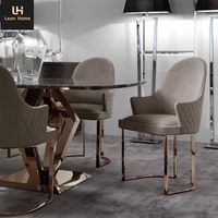 Table de salle à manger de luxe, design de qualité, finition dorée, pieds en diamant, plateau en marbre, meubles de maison
