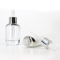 Flacon compte-gouttes en verre transparent de forme ovale pour soins de la peau, Unique, 100ml, avec bouchon en argent et or Rose