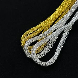 Lacets en maille tressée crochetée, creux, dorés et argentés, avec chaîne à maillons, 8 mm, à paillettes, accessoires pour chaussures décontractées, sac cadeau - Product Image 3