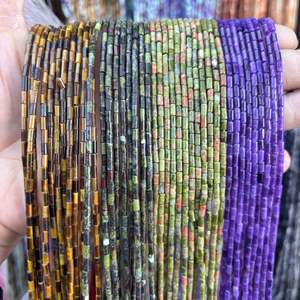 Perles entretoises tubulaires rondes en pierre naturelle brute 2x4 pour la fabrication <span class=keywords><strong>de</strong></span> bijoux (bracelets, colliers) - Semi-finies, vente en gros - Product Image 2