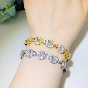 Pulsera de circón cúbico brillante para mujer, Color oro blanco, corte de princesa, regalos para mujer, accesorios de joyería de lujo para invitados de boda - Product Image 2