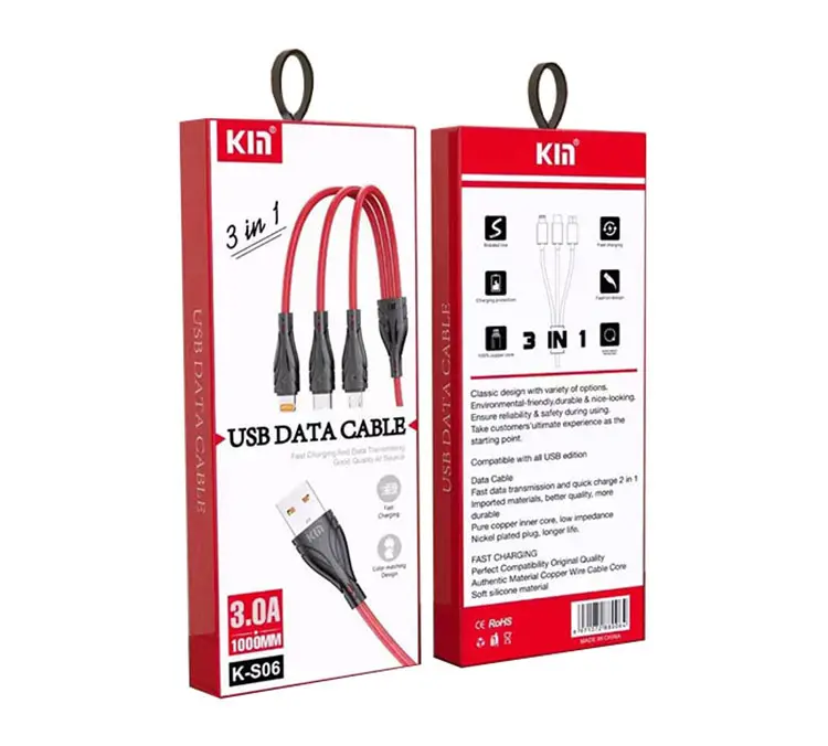 Kabel Pengisi Daya Ponsel Kin Km Kyin 3in1, Kabel Data Usb C Pengisian Cepat Ponsel Tybe