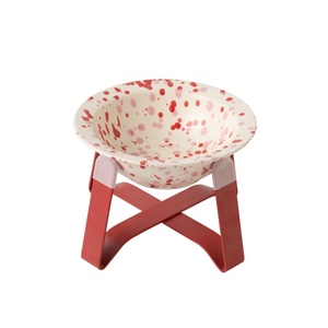 Support de gamelle pour petits animaux, bol en céramique style peinture à l'encre pour chats et chiens, avec support surélevé, adapté aux chats et aux chiens - Product Image 5