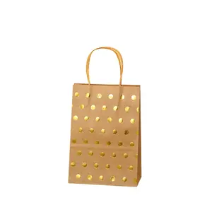 Manufacturers supply new hot gold polka dot hand gift bag Birthday gift bag kraft paper shopping bag