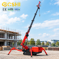 Mini-grue araignée sur chenilles de 1,5 tonne, 3 tonnes, 5 tonnes, 8 tonnes, avec flèche télescopique hydraulique et télécommande, certifiée CE pour la construction