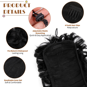 Messy Big Hair Bun Bouclés <span class=keywords><strong>Chignon</strong></span> Cordon Net Synthétique Naturel Cheveux Updo Couverture Postiche <span class=keywords><strong>Chignon</strong></span> Extension pour les Femmes Fête - Product Image 4
