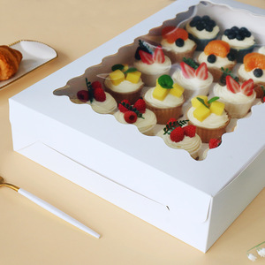 24-cup bán buôn giấy kraft trứng Tart và cupcake bao bì hộp xử lý món tráng miệng Baking cung cấp trường hợp sinh nhật Bánh Cưới hộp - Product Image 4