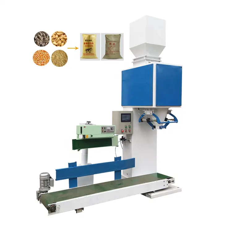 Gravity feeding Grain packaging machine woven PE pp bag grain 50kg bag packing machine for Nutrient Soil organic fertilizer