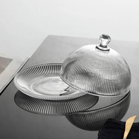 Cloche à dessert en verre sodocalcique cannelé vertical, écologique, réutilisable et décorative pour la maison et la cuisine