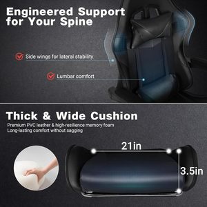Chaise de jeu robuste et confortable pour ordinateur, inclinable, design racing élégant, pour joueurs adultes - Product Image 5
