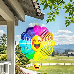 Molinetes de Viento OEM, Molinillo de Viento con Forma de Girasol Sonriente para Colgar en el Jardín, Molinillo de Viento 3D para Exteriores - Product Image 3