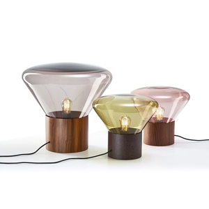 <span class=keywords><strong>Lampe</strong></span> <span class=keywords><strong>de</strong></span> <span class=keywords><strong>table</strong></span> LED <span class=keywords><strong>Edison</strong></span> antique E27 en bois <span class=keywords><strong>de</strong></span> noyer et verre conique, style nordique créatif, pour décoration intérieure, bureau, chevet d'hôtel - Product Image 1