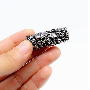 yunnique Stainless Steel Cylindrical Jewelry Tube Sleeve Skull Relief For Bracelet Making PJ0040B - Product Image 5