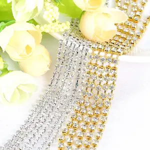 Groothandel 2-8Mm Dunne Claw Rhinestone Cup Chain Crystal Glas Strass Voor Decoratie