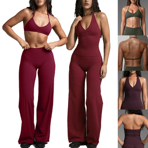 Conjunto de Pantalones Acampanados <span class=keywords><strong>para</strong></span> Mujer, Top Deportivo, Camiseta sin Mangas <span class=keywords><strong>para</strong></span> Correr, <span class=keywords><strong>Ropa</strong></span> de <span class=keywords><strong>Gimnasio</strong></span> Personalizada de Alta Calidad - Product Image 1
