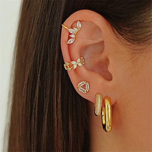 ROXI Fashion S925 Argent Sterling Style Ins Simple Couronne Diamant Œil de Cheval Clip d'Oreille Boucle d'Oreille - Product Image 5