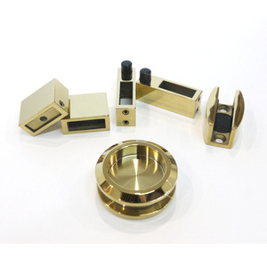 Kit di porte scorrevoli in vetro dorato accessori per doccia in acciaio inossidabile sistemi di porte scorrevoli in vetro a rulli scorrevoli - Product Image 6