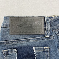 Jean personnalisé PU cuir gaufré étiquette de luxe vêtement vêtement en caoutchouc patch en cuir