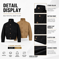 Blouson bomber homme en cuir véritable, col montant, en daim noir, coupe ajustée, avec fermeture boutonnée, style décontracté, teinture unie, finition enduite