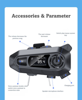 Casque de moto avec système d'intercom Bluetooth, microphone sans fil, écouteurs à réduction de bruit pour le ski, le cyclisme