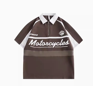 Vintage-T-Shirt 100 % Baumwolle Polo für Herren amerikanischer Stil <span class=keywords><strong>Patchwork</strong></span> Farben Übergröße Herren Oberteil Unisex Paar Sommer Kurzarm - Product Image 3