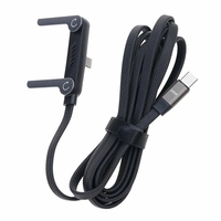 Cable USB C a USB C de 240W con Carga Rápida PD, Cable Trenzado Tipo-C con Soporte para Teléfono Ajustable de 360 Grados Integrado para Laptop y Teléfono