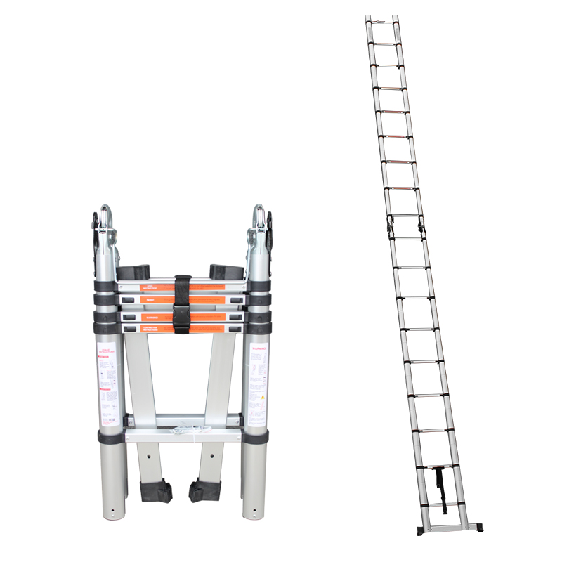 Профессиональная фабричная алюминиевая телескопическая лестница с крюком