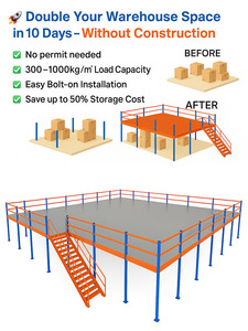 Kho Heavy Duty thép tầng lửng Hệ thống kệ đa cấp Loft nền tảng lưu trữ gác mái giá cấu trúc - Product Image 2