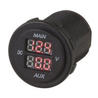 Voltmètre numérique LED AMBER pour moto, double tension principale AUX