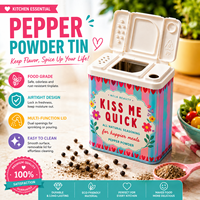 Boîte et bidon rectangulaires en fer blanc de qualité alimentaire de 2oz, 3oz, 6oz avec logo personnalisé, pour snacks, bonbons, poivre et épices, avec couvercle en plastique scellé et distributeur