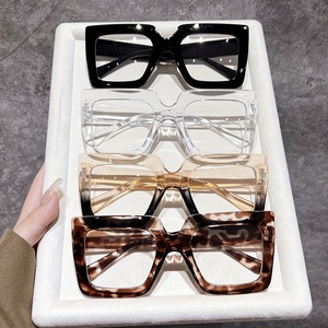 Lunettes anti-lumière bleue colorées pour femmes, monture carrée surdimensionnée noire, lunettes décoratives pour femmes, verres transparents, lunettes pour femmes - Product Image 2