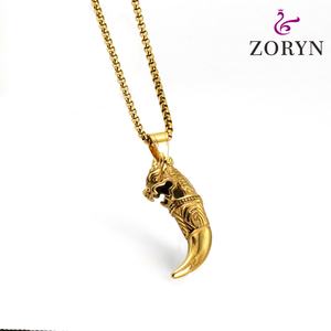 Pendentif Tête de Dragon Plaqué Or, Dents de Loup, Style Chinois Vintage Viking, Protection Punk Hip Hop, Bijoux en Acier Inoxydable pour Hommes et Femmes - Product Image 3