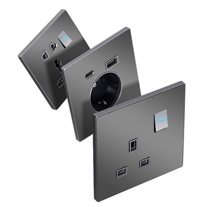 Thép không gỉ tấm Sliver Brass chuyển đổi 110V UK tiêu chuẩn kéo chuyển đổi LED Dimmer gfci 15V USB ổ cắm Type-C 220V - Product Image 5