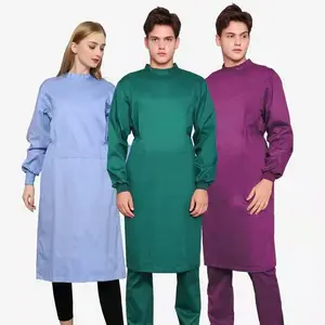 Scrub Hôpital Longues Robes Uniformes Polyester Coton Tissu