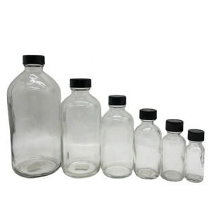 Botella de vidrio redonda Boston <span class=keywords><strong>para</strong></span> el cuidado de la piel con <span class=keywords><strong>ventana</strong></span> de 90 días, 1/2OZ, 1OZ, 2OZ, 4OZ, 8OZ, 16OZ, 32OZ - Product Image 2