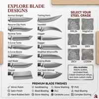 Couteau de poche pliant EDC en acier D2, lame de 80 mm, manche G10 beige, roulement à billes, clip de transport profond pour le camping, la randonnée et les activités de plein air