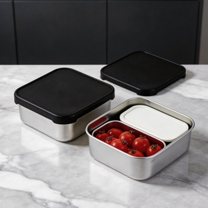 Lonchera Hermética Lekfre de Acero Inoxidable 304 con Tapas de Silicona - Recipientes para Preparación de Comidas Aptos para Microondas - Product Image 1