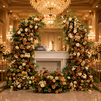 Arche florale artificielle marron style automne pour décoration de scène de mariage et événements, arrangement floral artificiel