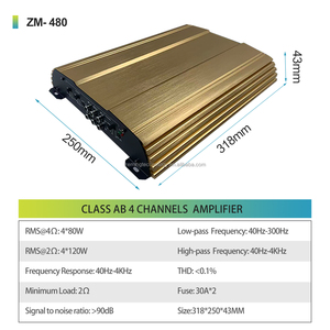 Amplificador de Audio para Auto Clase AB de 4 Canales, Estable a 2 y 4 Ohmios, Rango Completo, Alta Potencia de 500 Vatios, Placa MOSFET Coreana - Product Image 2