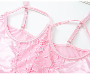 Lingerie seksi merah muda kualitas tinggi Set Ruffle renda Satin Lingerie malam seksi wanita Lingerie tembus pandang Lingerie Lingerie Lingerie Lenceria - Product Image 4