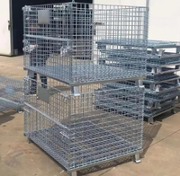 Cage de stockage pliable en treillis métallique robuste en acier 316L, empilable, pour la logistique industrielle