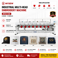 Máquina de Bordar Industrial Computarizada MYSEW MFGS 1508 Automática de 8 Cabezas y 15 Agujas para Producción en Masa de Ropa y Jeans